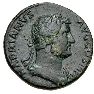 Dupondius or As - Hadrian ADVENTVS AVG S C; Roma front