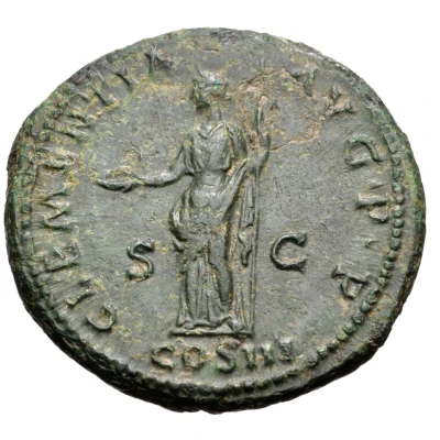 Dupondius or As - Hadrian CLEMENTIA AVG P P COS III S C; Clementia back