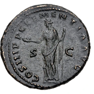 Dupondius or As - Hadrian COS III P P CLEMENTIA AVG S C; Clementia back