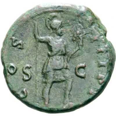 Dupondius or As - Hadrian COS III P PS C; Roma back