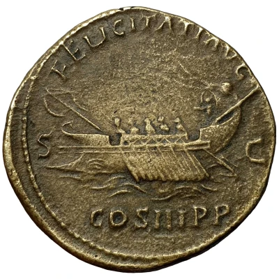 Dupondius or As - Hadrian FELICITATI AVG COS III P P S C back