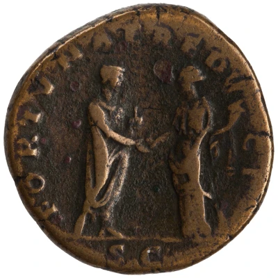 Dupondius or As - Hadrian FORTVNAE REDVCI S C; Fortuna back