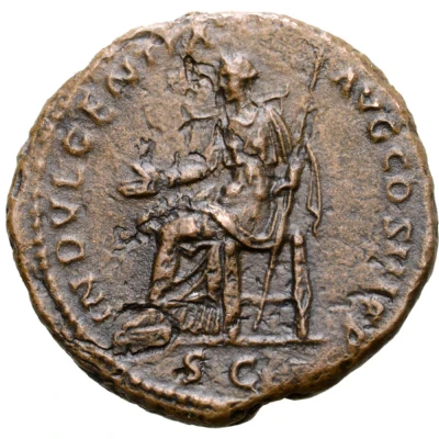 Dupondius or As - Hadrian INDVLGENTIA AVG COS III P P S C; Indulgentia back