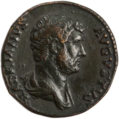 Dupondius or As - Hadrian IVSTITIA AVG COS III P P S C; Justitia front