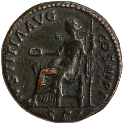 Dupondius or As - Hadrian IVSTITIA AVG COS III P P S C; Justitia back