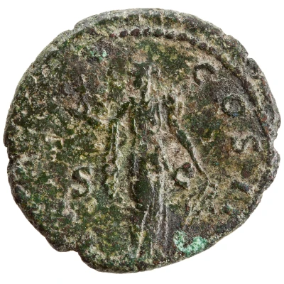 Dupondius or As - Lucius Aelius TR POT COS II S C; Fortuna and Spes back