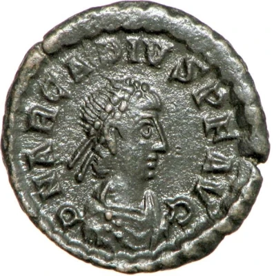 Follis - Arcadius VICTORIA AVGGG; Siscia front