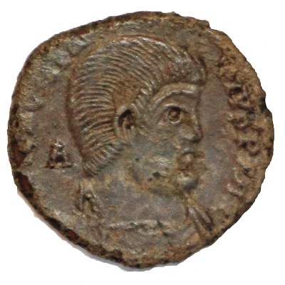 Follis - Magnentius VICTORIAE, with column; Barbarous imitation of Amiens front