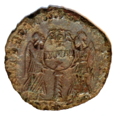 Follis - Magnentius VICTORIAE, with column; Barbarous imitation of Amiens back