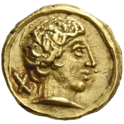 Gold 10 Asses Male head series III: bust right; value left 211 BC - 206 BC front