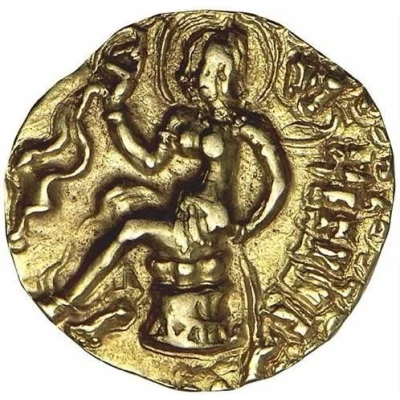 Gold Dinar - Kumaragupta I Horseman type, Lakshmi w/o Peacock back