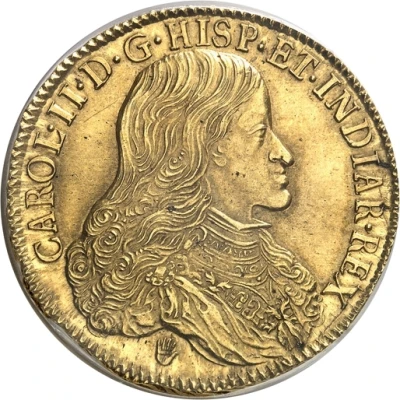 Gold Ducaton / 8 Sovereigns - Charles II front