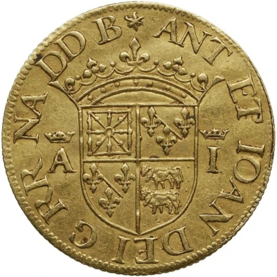 Gold Ecu - Anthony of Bourbon and Joan of Albret front