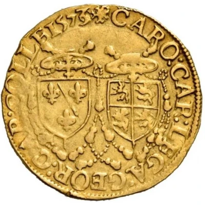 Gold Ecu - Gregory XIII Charles of Bourbon Legate; Georges of Armagnac Co-Legate back