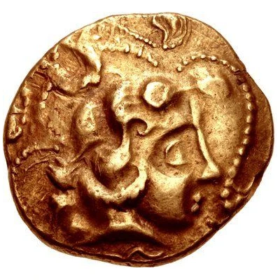 Gold Stater with hippocampus 100 BC - 70 BC front