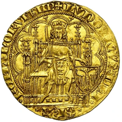 Gold Écu "Chaise d'Or" - John III in name of Louis IV of Bavaria ND front