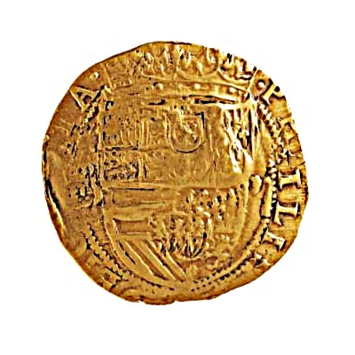 Half ounce - José I Countermark "MR" over 2 Escudos, Philip IV, Spain ND back