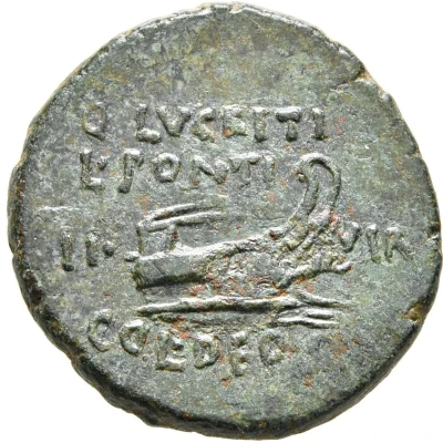 Hemiassarion - Janus Q LVCRETI L PONTI IIVIR COL DED PR; Lampsacus 45 BC back