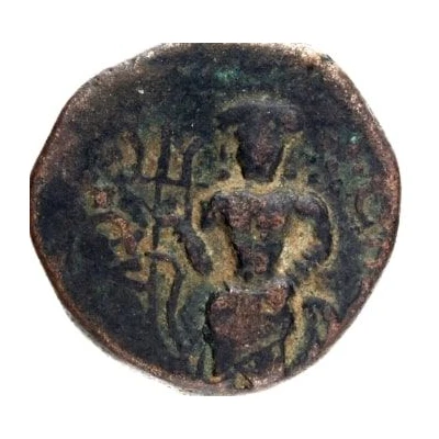 Lord shiva with trident tetradrachm 200 BC - 100 BC front