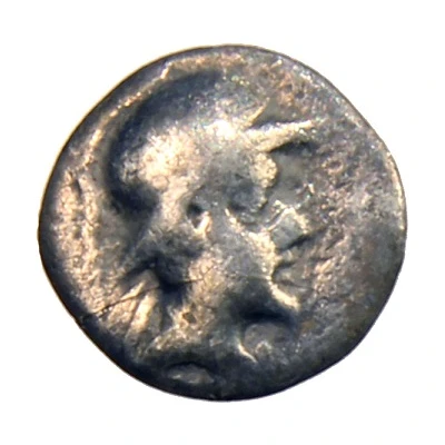 Obol - Eukratides I Indo-Greek Kingdom 171 BC - 145 BC front