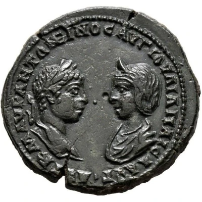 Pentassarion - Elagabalus and Julia Maesa YΠ IOYΛ ANT CΕΛEYKOY MAPKIANOΠΟΛITΩN; Marcianopolis front