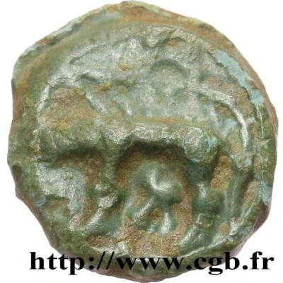 Potin with boar heavy type 100 BC - 52 BC back