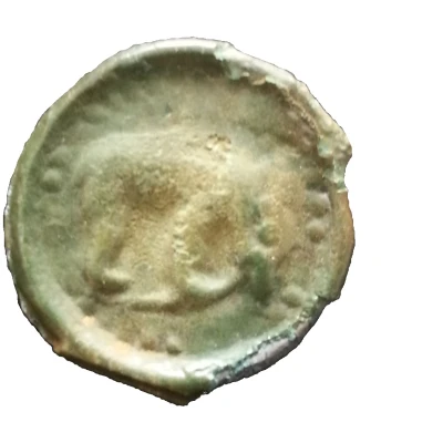 Potin with bucranium 60 BC - 40 BC back