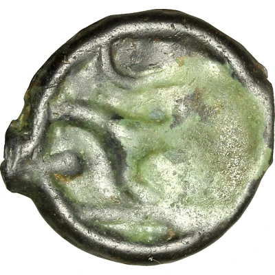 Potin with head facing left and horse 175 BC - 75 BC back