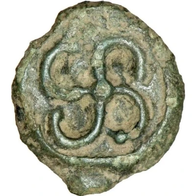 Potin with head to the left and left-rotating swastika 80 BC - 50 BC back