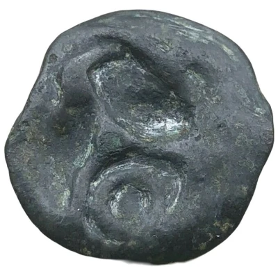 Potin with helmeted head and ringlet 60 BC - 52 BC back