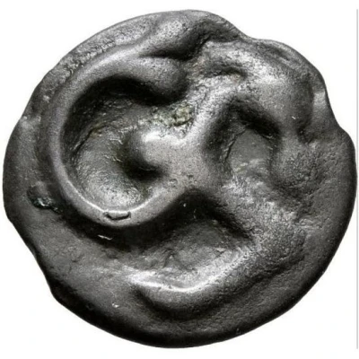 Potin with hippocampus, head with balled hair 60 BC - 50 BC back