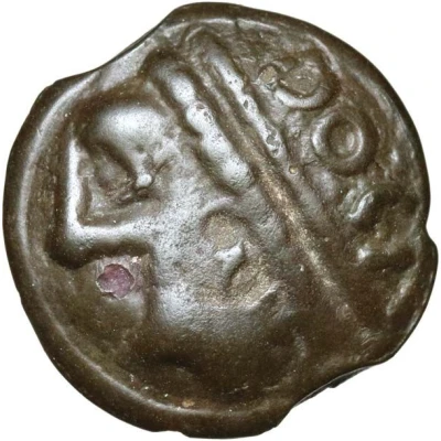 Potin with large laureate head DOCI 80 BC - 50 BC front