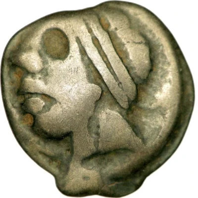 Potin with little helmeted head 100 BC - 10 BC front