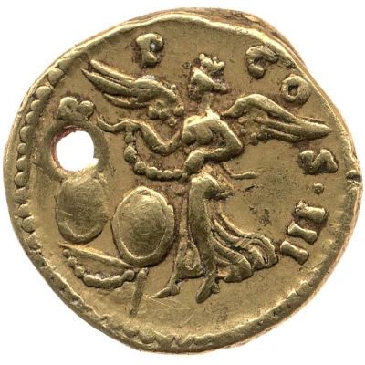 Quinarius Aureus - Antoninus Pius TR P COS III; Victory back