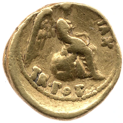 Quinarius Aureus - Augustus TR POT XVI; Victory 9 BC back