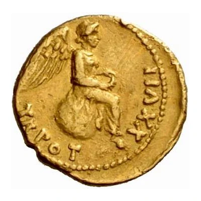 Quinarius Aureus - Augustus TR POT XXVII; Victory back