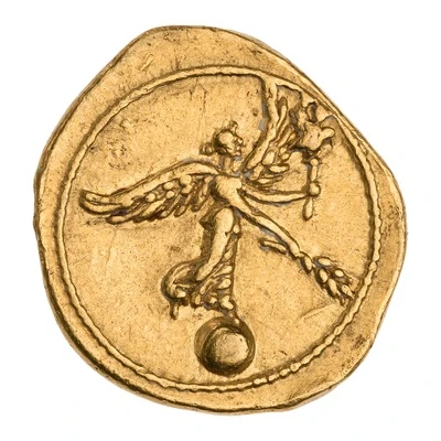 Quinarius Aureus - Augustus Victory 18 BC - 17 BC back