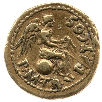 Quinarius Aureus - Caligula P M TR POT COS; Victoria back