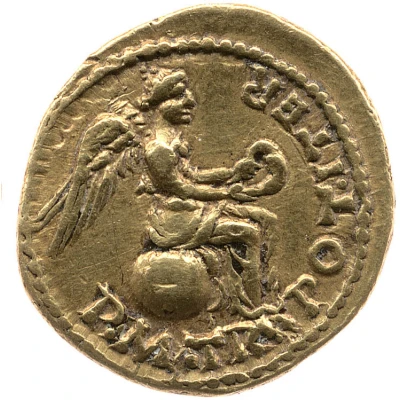 Quinarius Aureus - Caligula P M TR POT ITER; Victoria back