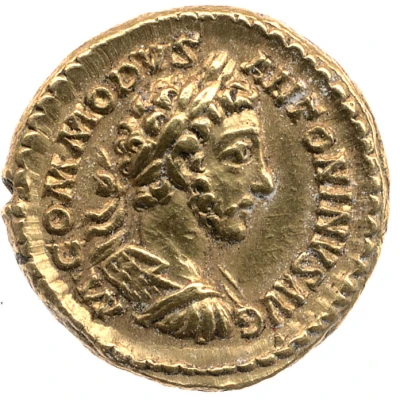 Quinarius Aureus - Commodus TR P V IMP IIII COS II P P; Fortuna front