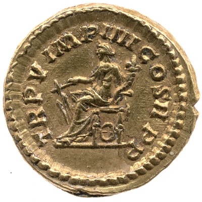 Quinarius Aureus - Commodus TR P V IMP IIII COS II P P; Fortuna back
