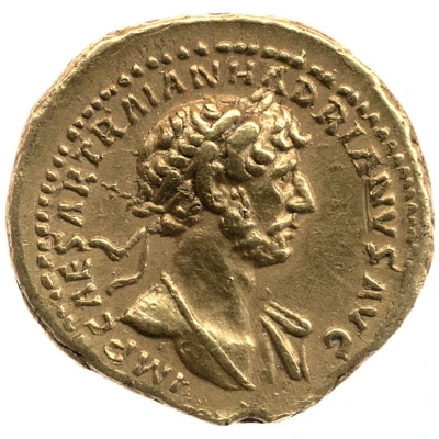 Quinarius Aureus - Hadrian P M TR P COS II; Victory front