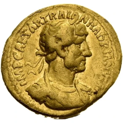 Quinarius Aureus - Hadrian P M TR P COS III; Victory front