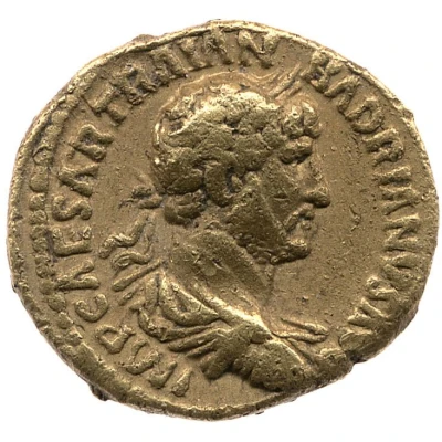 Quinarius Aureus - Hadrian P M TR P COS III; Victory front