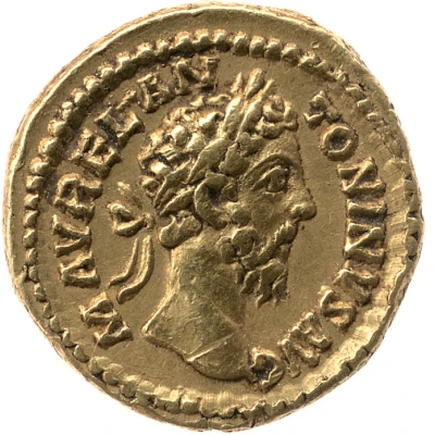 Quinarius Aureus - Marcus Aurelius COS III P P; Mars front