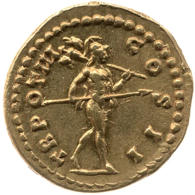Quinarius Aureus - Marcus Aurelius TR POT III COS II; Mars back