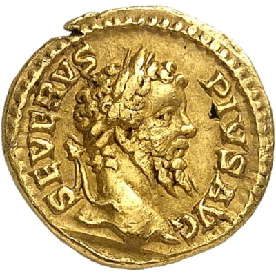 Quinarius Aureus - Septimius Severus P M TR P XVI COS III P P; Victory front
