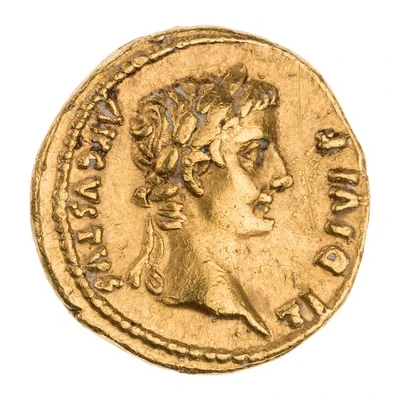 Quinarius Aureus - Tiberius TR POT XVII; Victoria front