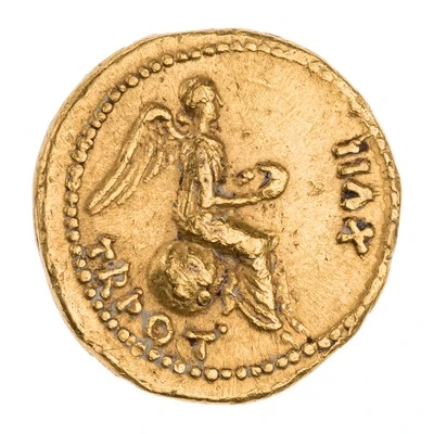 Quinarius Aureus - Tiberius TR POT XVII; Victoria back