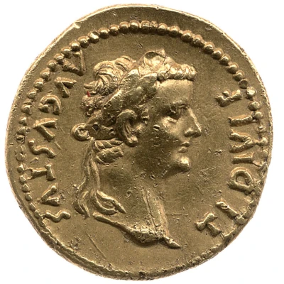 Quinarius Aureus - Tiberius TR POT XX; Victoria front